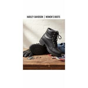 Harley-Davidson Women's Black Leather “Cruise Control”  Lace-Up Moto Boots 7.5